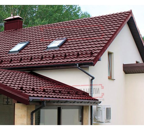 Металлочерепица Квинта плюс 3D RAL3005 Velur 20-0,5