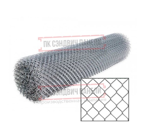 Сетка рабица оцинкованная 1,5x10 м, ячейка 50x50x2,5.