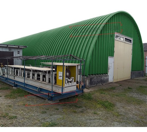 Профнастил H112ПГ-0.8, для бескаркасных ангаров, Полиэстер RAL 6002